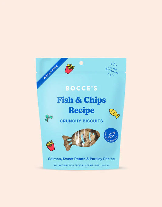 Bocce's Bakery - Crunchy Biscuits FISH & CHIPS Dog Treat - 141.7GM (5oz)