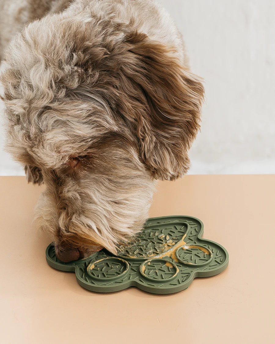 LocalID_65967 Dexypaws - Dog Lick Mat - GREEN PAW - 20.5 x 19 x 1CM (8x7.5x.5in)