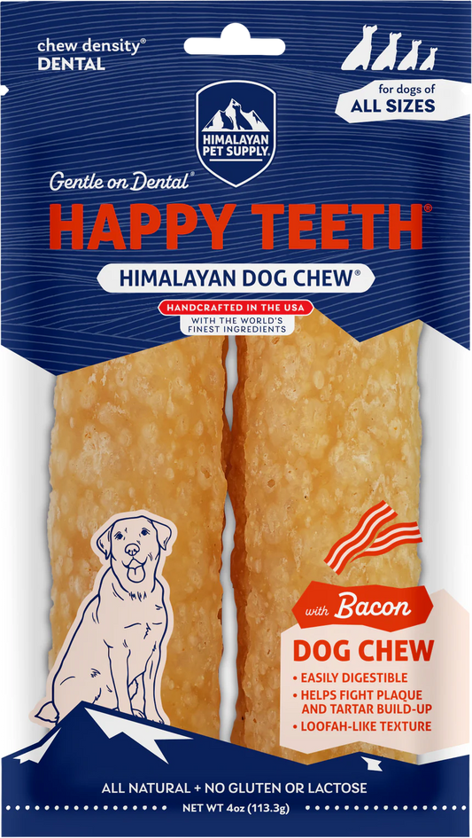 Himalayan Pet Supply - Happy Teeth - Gentle on Dental Dog Chew - BACON - 113GM (4oz)