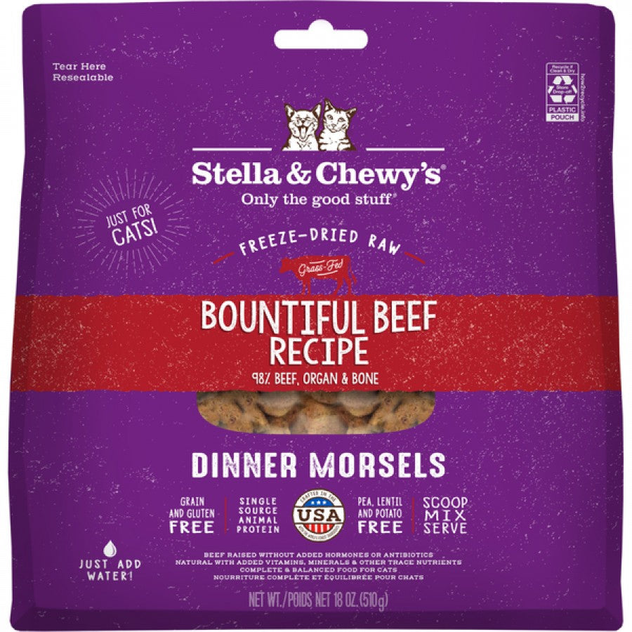 *S.O. - Up to 2 Week Wait* Stella and Chewys - FD Bountiful BEEF Morsels Cat Food - 510GM (18oz)