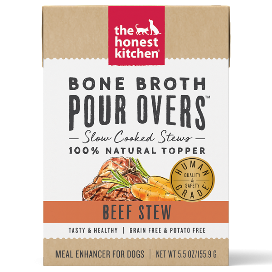 The Honest Kitchen - Dog GF Pour Overs Bone Broth BEEF Stew Wet Dog Food - 155.9GM (5.5oz)