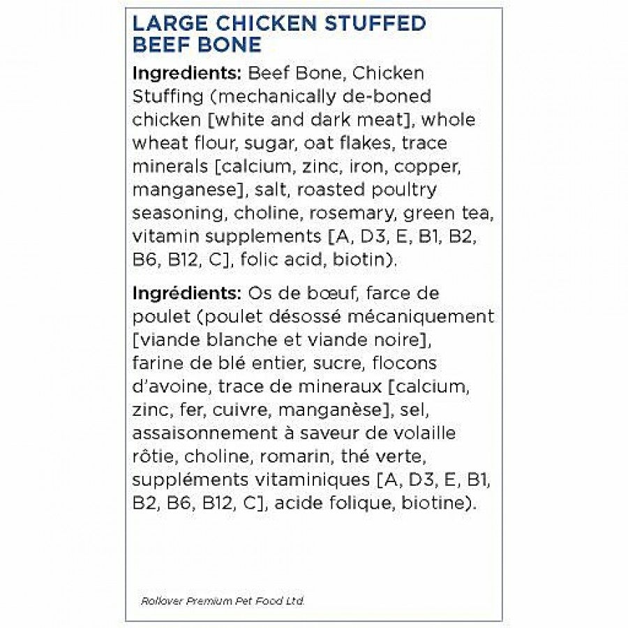 LocalID_68942 Rollover - Stuffed Bone CHICKEN Dog Chew - LARGE - 20-25CM (8-10in)