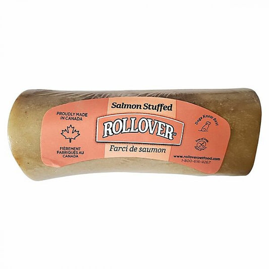 *DISC* Rollover - SMALL Stuffed Bone SALMON Dog Chew - 10-15CM (4-6in)