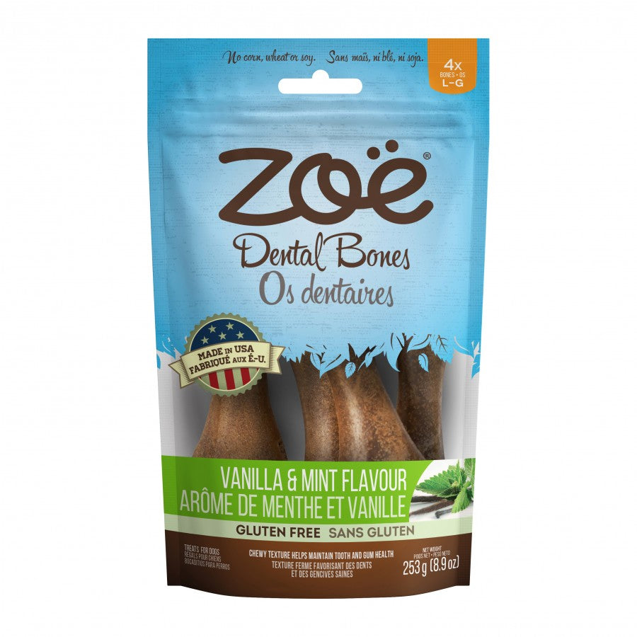 Zoë - Dog Dental Bones - VANILLA and MINT Flavour - LARGE - 13.61KG (30lb) and Up - 253GM (8.9oz)