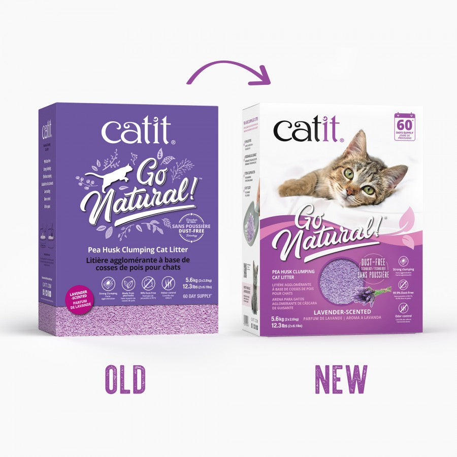 Catit - Go Natural! Pea Husk Clumping Cat Litter - Lavender - 5.6KG (12.3lb)