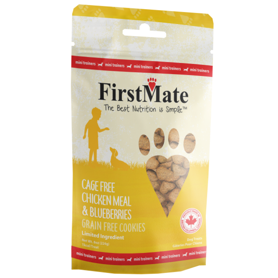 FirstMate - Grain Free Cookies Mini CHICKEN & BLUEBERRIES Dog Treats -  226GM (8oz)