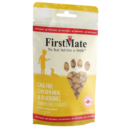 FirstMate - Grain Free Cookies Mini CHICKEN & BLUEBERRIES Dog Treats -  226GM (8oz)