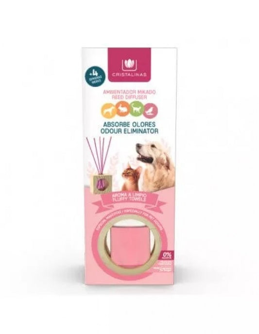 *DISC* Cristalinas - Pet Odour Eliminating Reed Diffuser - Fluffy Towels - 2x30ML Cube Refill