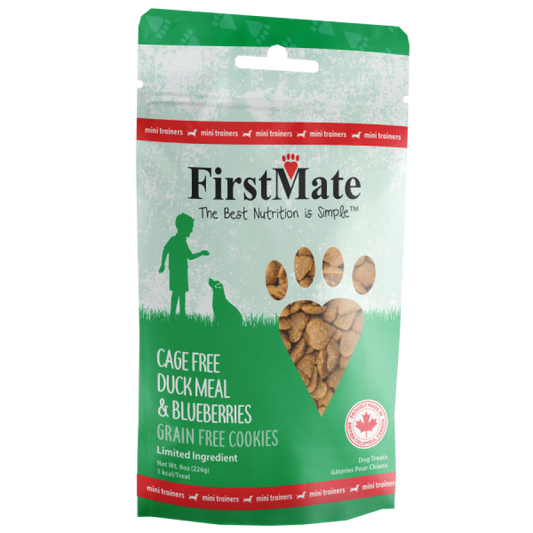 FirstMate - Grain Free Cookies Mini DUCK & BLUEBERRIES Dog Treats -  226GM (8oz)