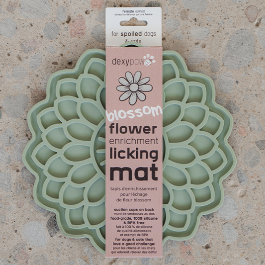LocalID_70764 Dexypaws - Dog Enrichment Lick Mat Blooming Blossom - SAGE GREEN - 19.5CM (8in)