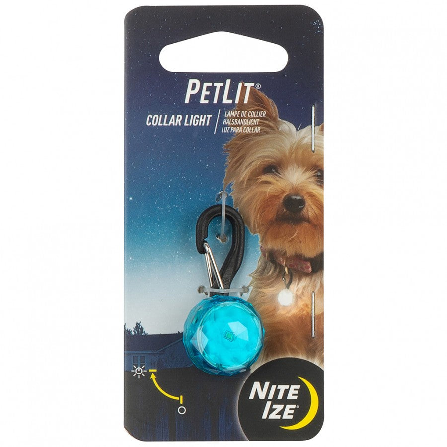 *S.O. - Up to 2 Week Wait* Nite Ize - PetLit Collar Light Jewel - TURQUOISE - 2CM (1in)