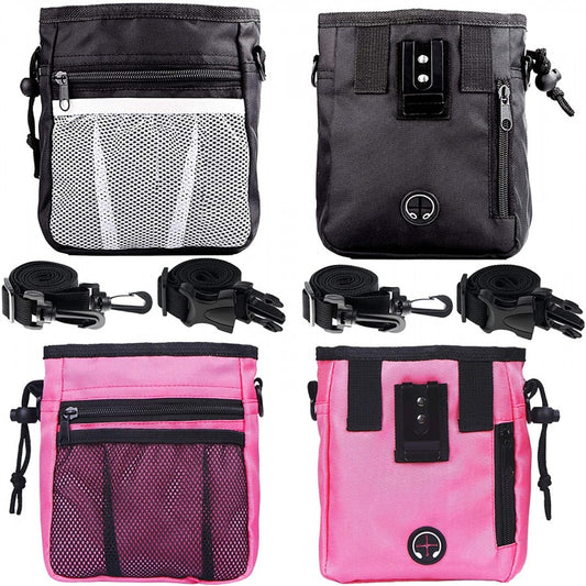 LocalID_53126 STMK - Dog Training Treat Pouch with Waist Shoulder Strap - Black or Pink - 20.3CM (8in) W