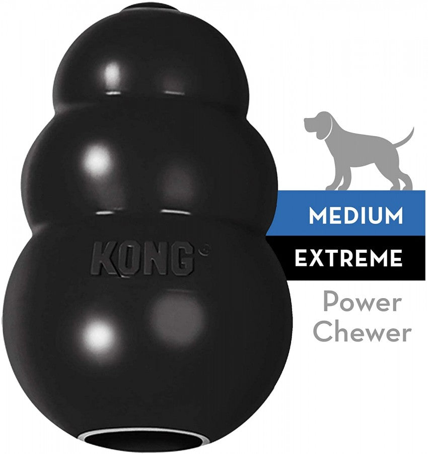 KONG - Extreme BLACK Dog Treat Dispensing Toy - MEDIUM - 9CM (3.5in)