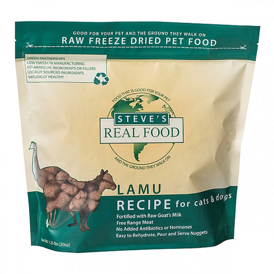 LocalID_55593 Steve's Real Food - FD Raw Nuggets LAMU Dog Food - 20OZ (1.25lb)