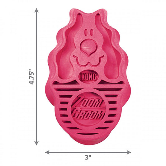 LocalID_70631 KONG - Zoom Groom Soft Dog Curry Brush - RASPBERRY - 12CM (4.7in)
