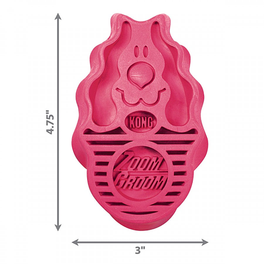 LocalID_70631 KONG - Zoom Groom Soft Dog Curry Brush - RASPBERRY - 12CM (4.7in)