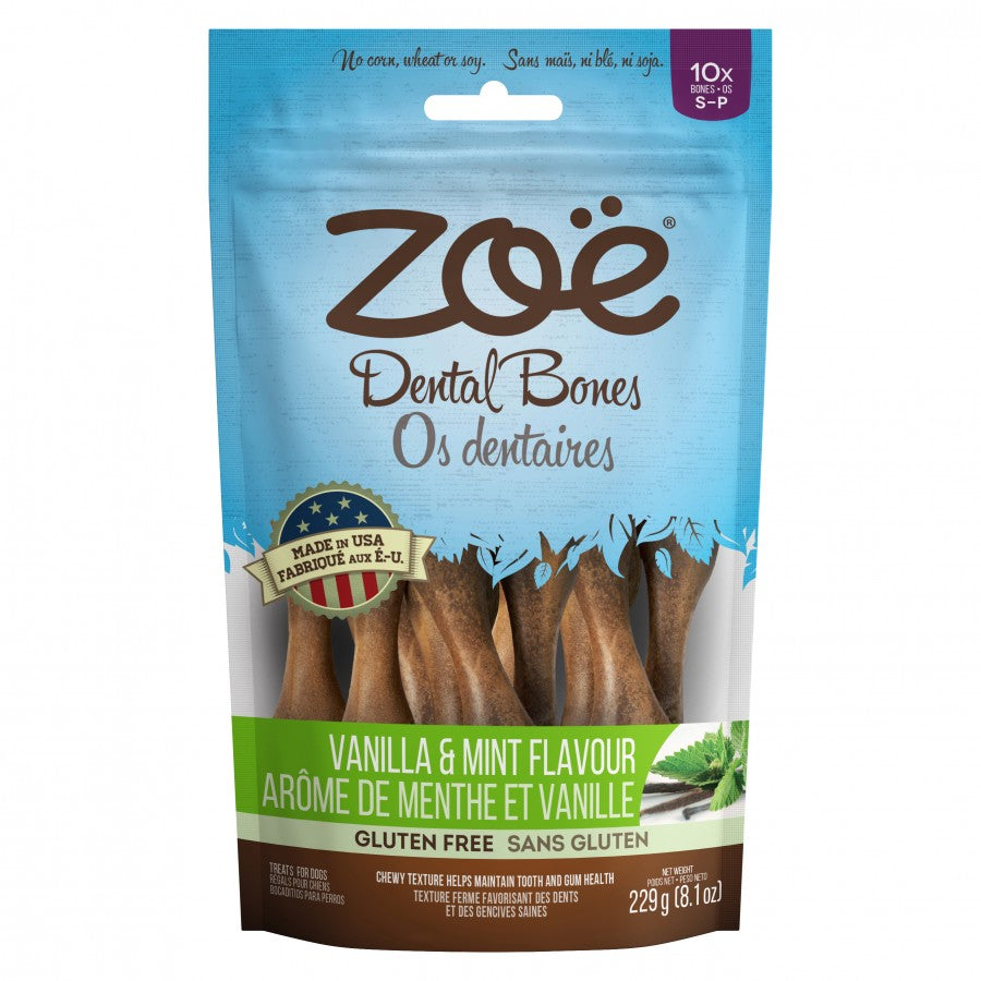 Zoë - Dog Dental Bones - VANILLA and MINT Flavour - SMALL - 4.53-9.07KG (10-20lb) - 229GM (8.1oz)