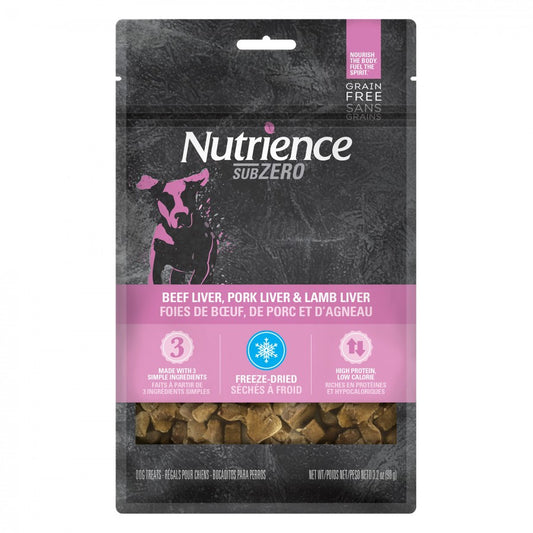 LocalID_64726 Nutrience - Grain Free Subzero Freeze-Dried Multi Protein Dog Treats - BEEF LIVER, PORK LIVER, and LAMB LIVER