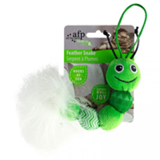 LocalID_67076 All for Paws - Modern Cat Feather Snake Cat Toy - GREEN