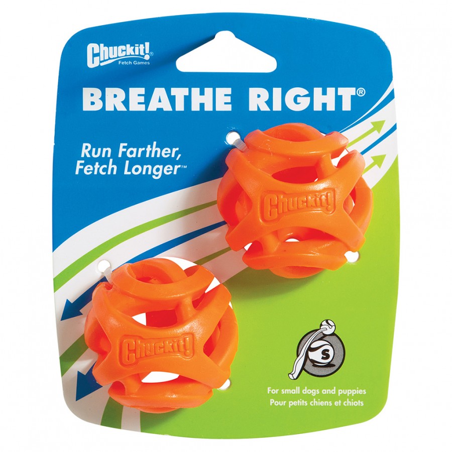 Chuckit! - Breathe Right Fetch Ball Dog Toy - SMALL - 5.5CM (2in) - 2PK