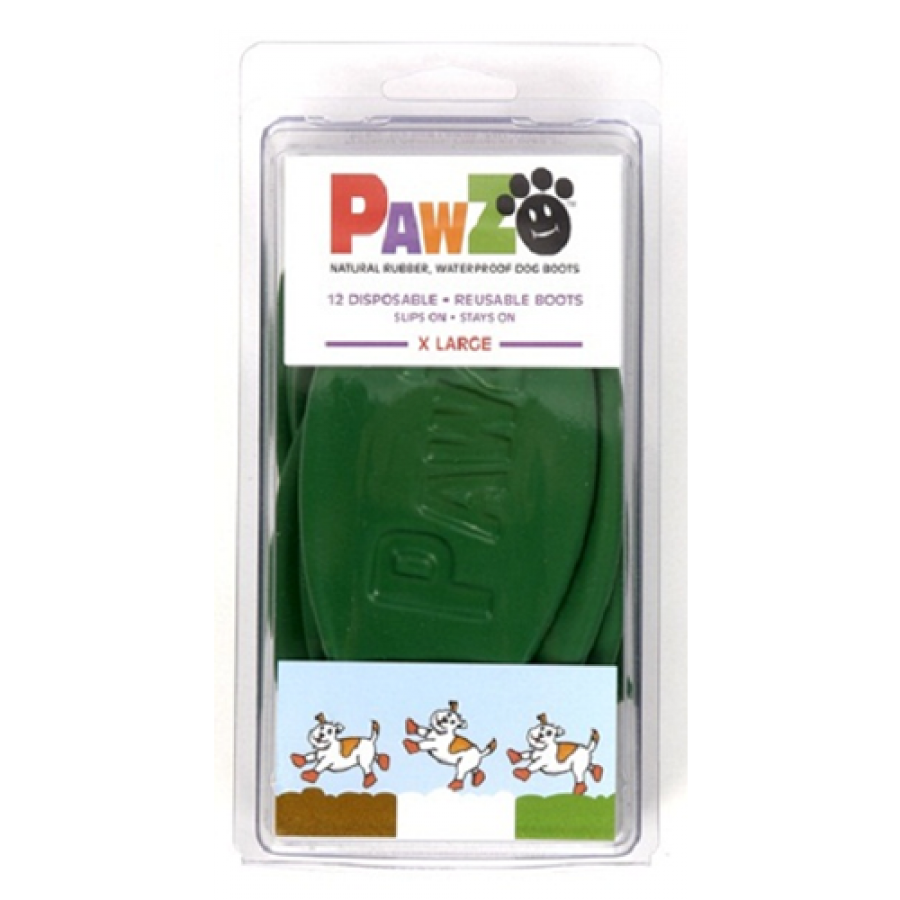 Pawz - Rubber Dog Boots - GREEN - XLARGE - Up to 13CM (5in) - 12PK