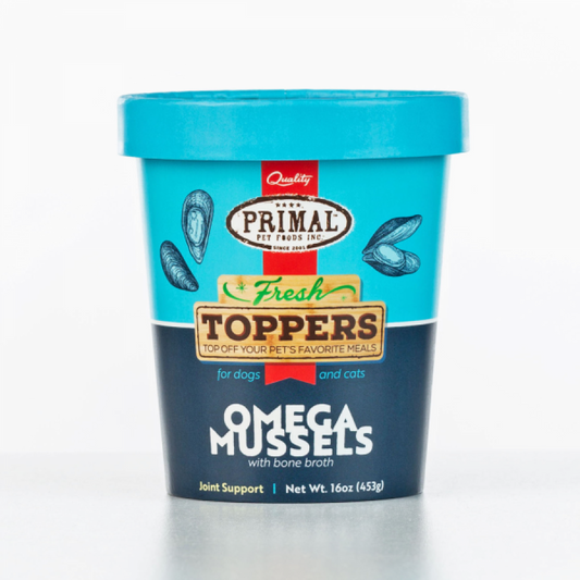 *S.O. - Up to 3 Week Wait* Primal - Fresh Toppers Omega MUSSLES - 453GM (16oz)