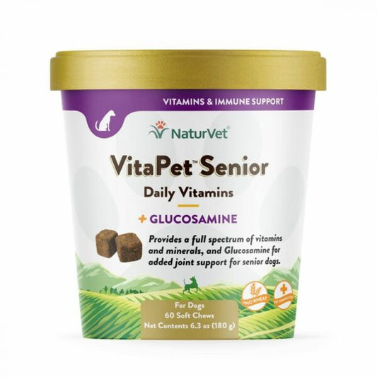 *S.O. - Up to 2 Week Wait* NaturVet - Soft Chew VitaPet Daily Senior & Glucosamine - 60CT