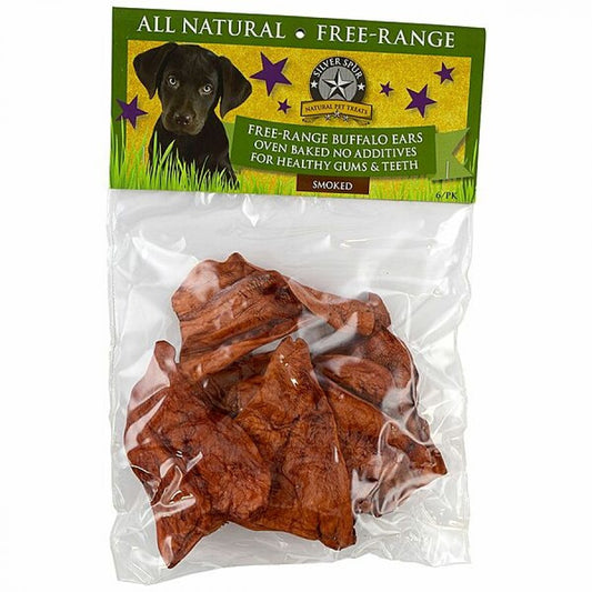 LocalID_67579 Silver Spur - BUFFALO Ears SMOKED Dog Treat - 6PK