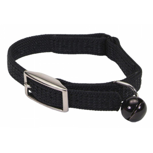 *DISC* Coastal - Sassy SnagProof Nylon Safety Cat Collar - BLACK - 1 x 25.5CM (3/8inx10in)