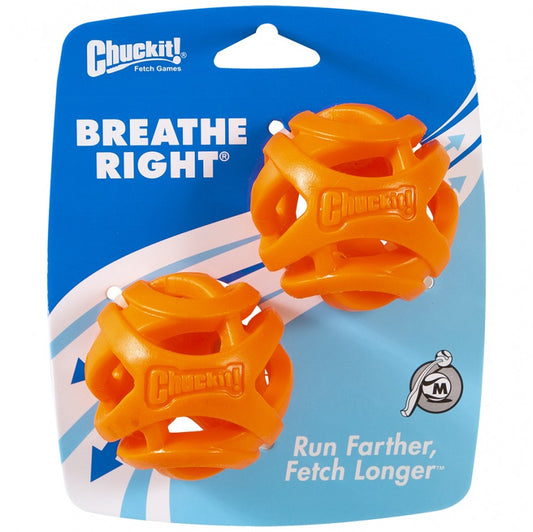 Chuckit! - Breathe Right Fetch Ball Dog Toy - MEDIUM - 25.5CM (10.1in) - 2PK