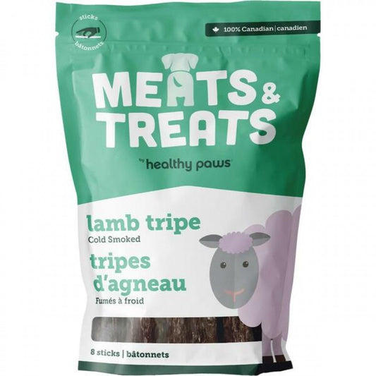 LocalID_70799 Healthy Paws - Cold Smoked Tripe Sticks LAMB Dog Treat - 8PK