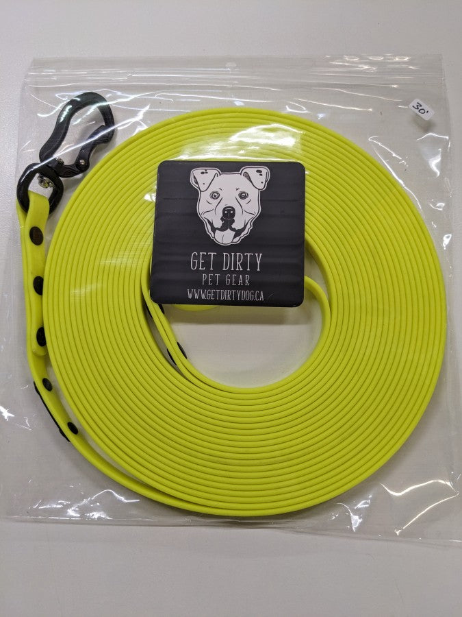 Get Dirty Pet Gear - 1/2" Carabiner Long Line - Biothane - 30' HANDLE