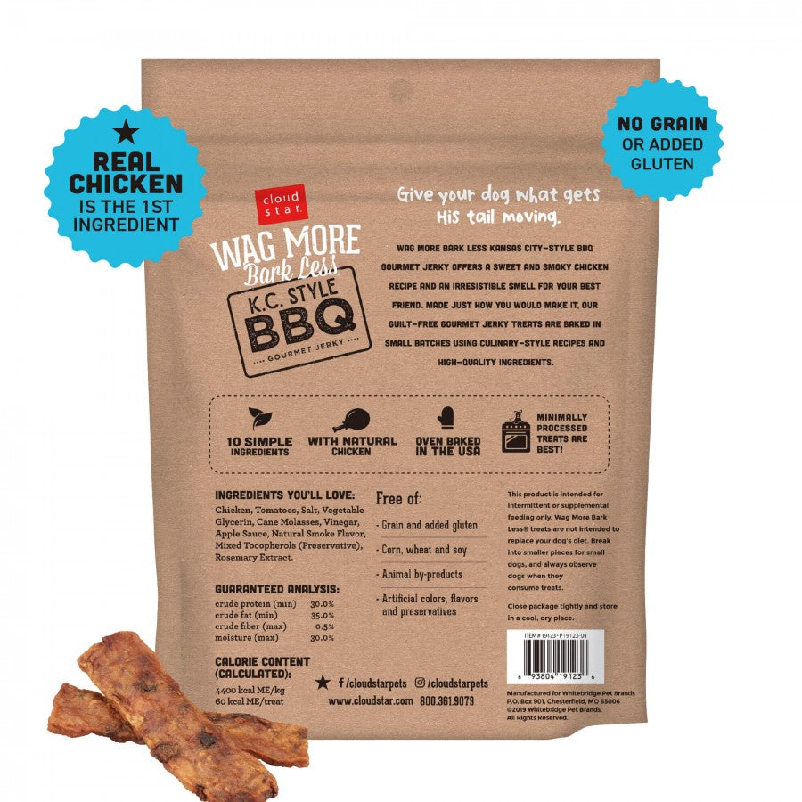 Cloud Star - Wag More Bark Less Jerky K.C. STYLE BBQ CHICKEN Dog Treat - 284GM (10oz)