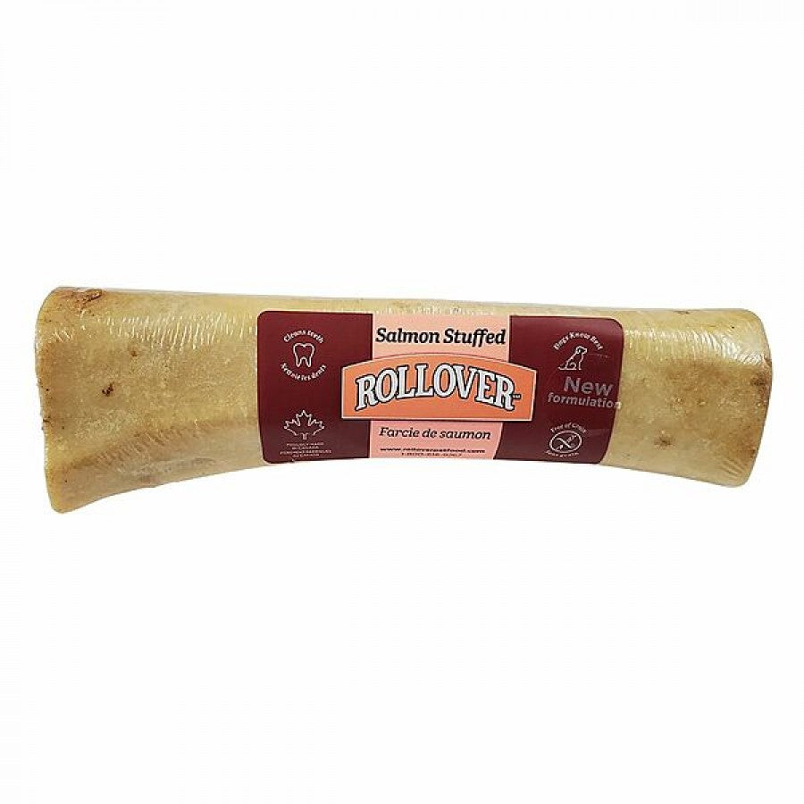 LocalID_56467 Rollover - Large Stuffed Bone SALMON Dog Chew - 20-25CM (8-10in)