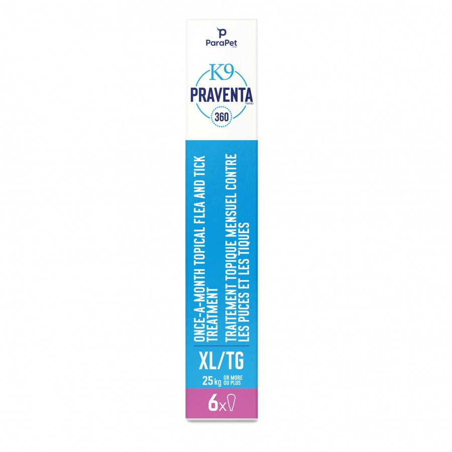 LocalID_71307 Parapet - K9 Praventa 360 Flea & Tick Treatment - XLARGE Dogs over 25KG - 6 Tubes