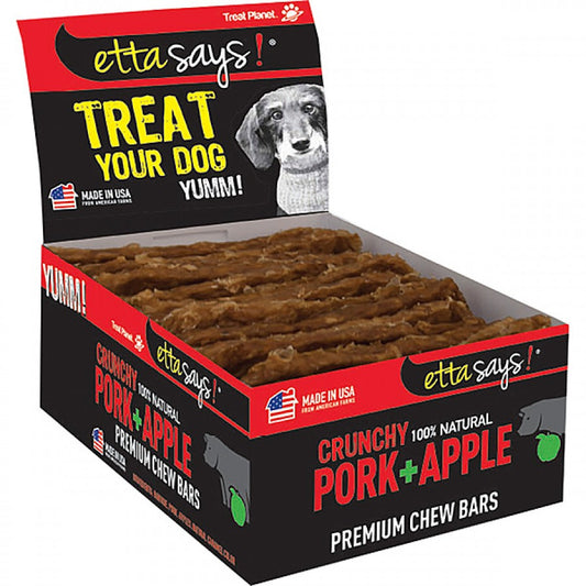 Treat Planet - Etta Says - Chew Bars PORK and APPLE Dog Treats - 12CM (5in) (BULK)