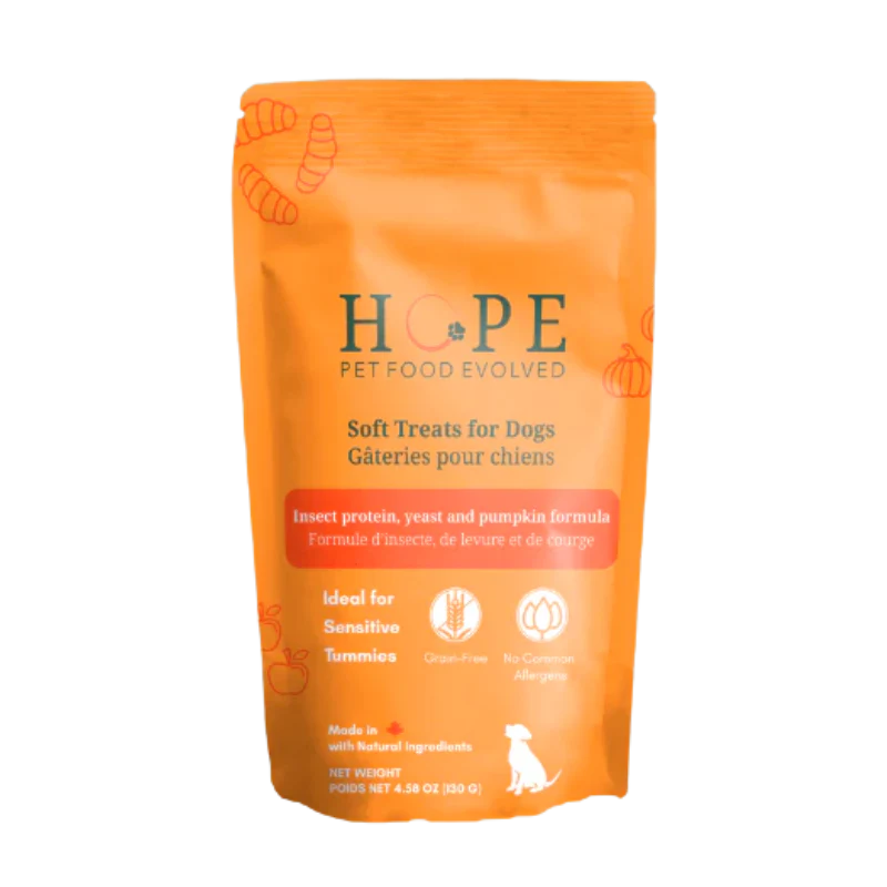 Hope - Sensitive Tummies INSECT, YEAST and PUMPKIN Soft Dog Treats - 130GM (4.58oz)