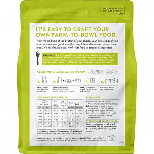 LocalID_70838 Sojos - FD Grain-Free Fruit & Veggie Pre-Mix Dog Food - 3.63KG (8lb)