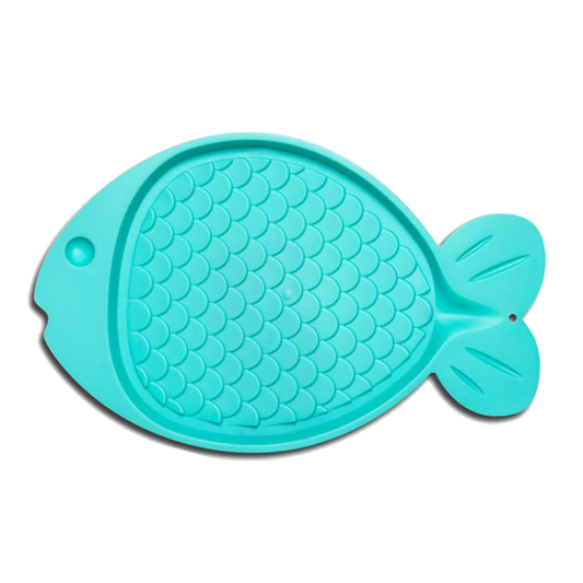 *S.O. - Up to 2 Week Wait* Bella - Spill Proof Fish Shaped Cat Mat - GREEN - 49CM (19in)