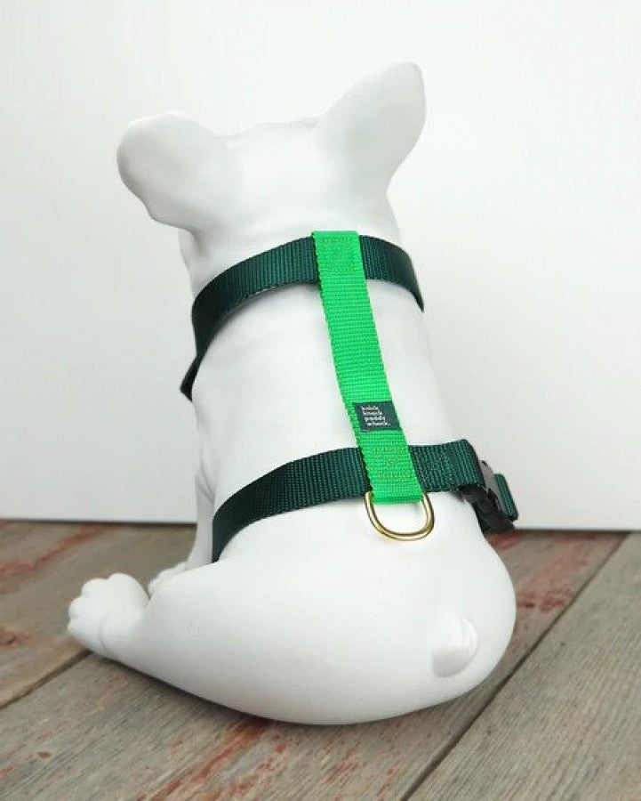 *DISC* Knick Knack Paddy Whack - Dog Harness - HUNTER & NEON GREEN - SMALL - 12-19in