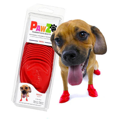 Pawz - Rubber Dog Boots - RED - SMALL - Up to 6.5CM (2.5in) - 12PK