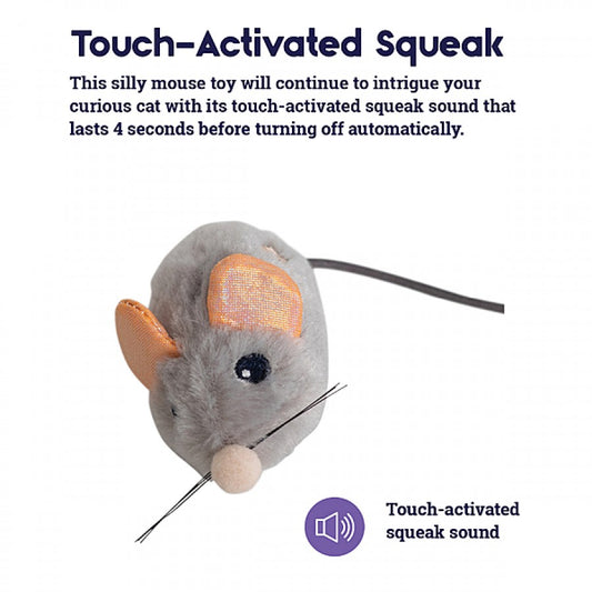 *DNR* Petstages - Squeak Squeak Mouse Cat Toy - GREY - 7CM (3in)