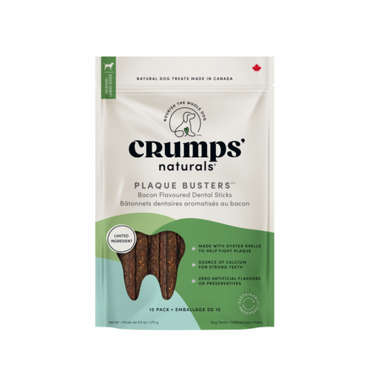 LocalID_62782 Crumps' Naturals - Dog Plaque Busters with BACON Dog Treat - 18CM (7in) - 270GM (9.5oz) - 10PK