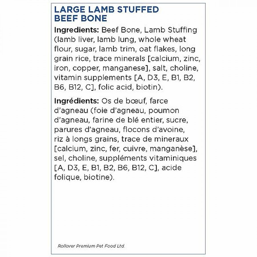 LocalID_68944 Rollover - Stuffed Bone LAMB AND RICE Dog Chew - LARGE - 20-25CM (8-10in)