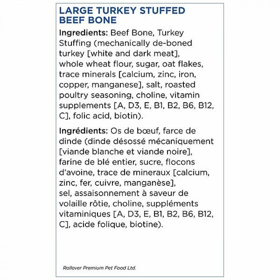 LocalID_68946 Rollover - Stuffed Bone TURKEY Dog Chew - LARGE - 20-25CM (8-10in)
