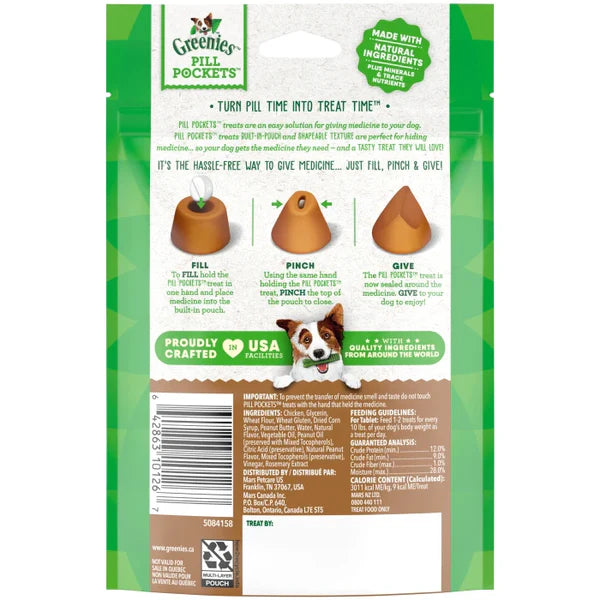 LocalID_68324 Greenies - Canine Pill Pockets PEANUT BUTTER Dog Treats - 91GM (3.2oz) - 30 Tabs