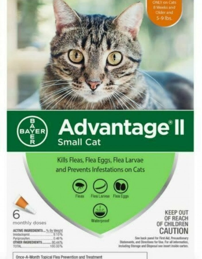 Bayer - Advantage® II Small Cat Once-A-Month Topical Flea Treatment - 2.3 to 4KG - 6 Doses