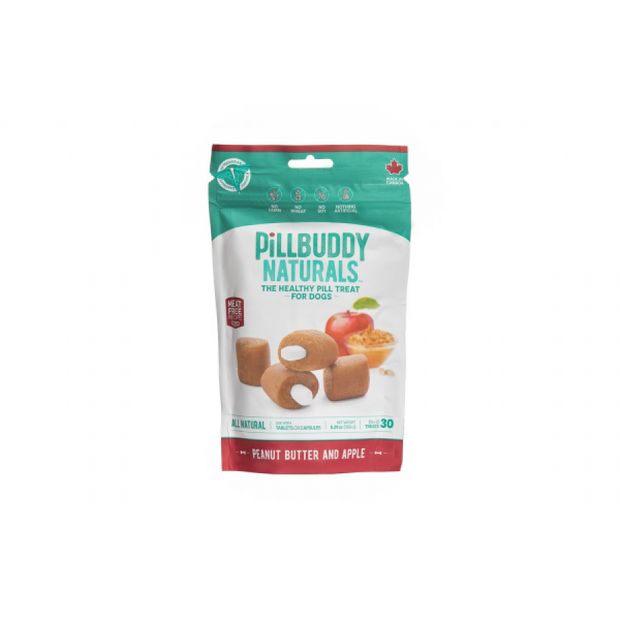 Presidio - Pill Buddy Naturals PEANUT BUTTER and APPLE Dog Treat - 150GM (5.29oz) - 30CT