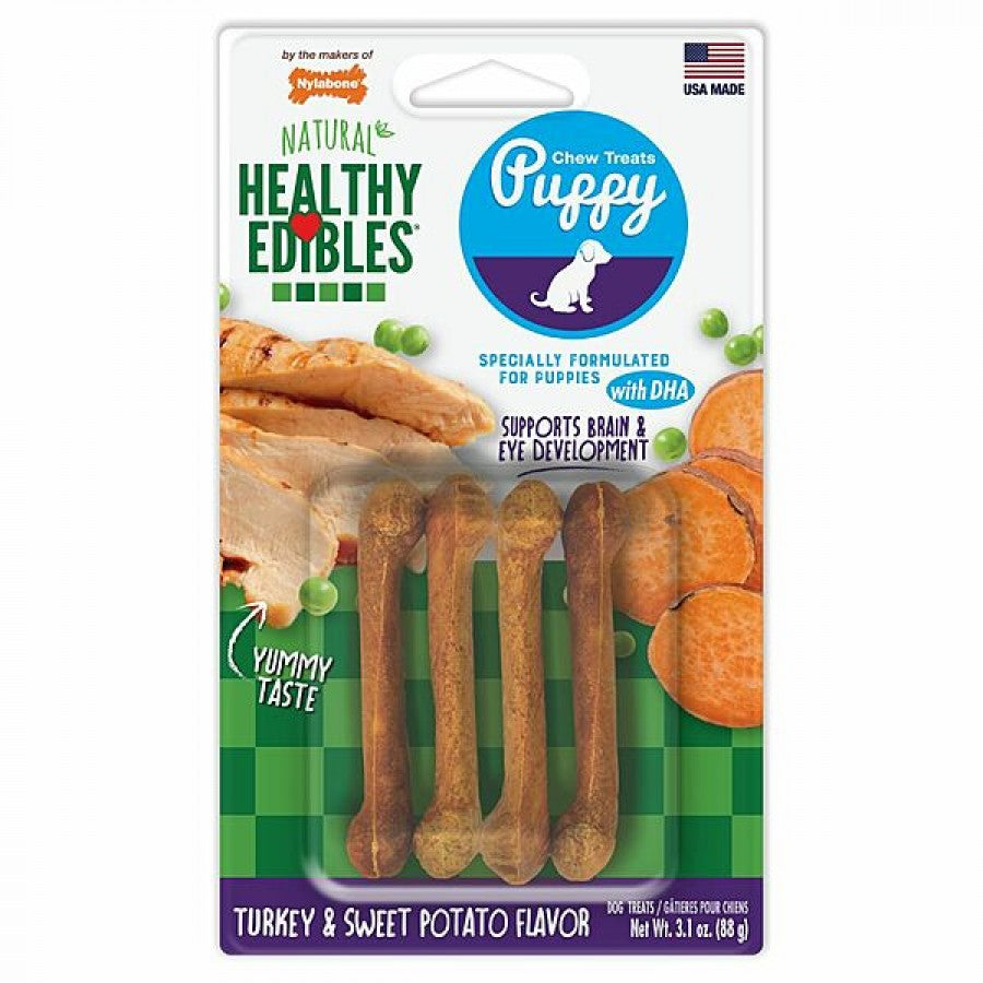 Nylabone - Healthy Edibles Dog Chew TURKEY and SWEET POTATO Dog Chew - XSMALL - 88GM (3.1oz) - 4PK