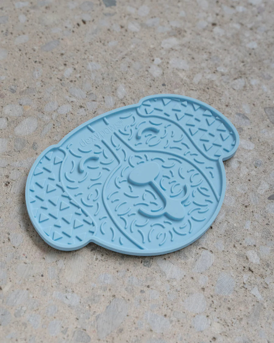 LocalID_65953 Dexypaws - Dog Lick Mat - BLUE DOG FACE - 22.5 x 16 x 1CM (9x6.5x.5in)